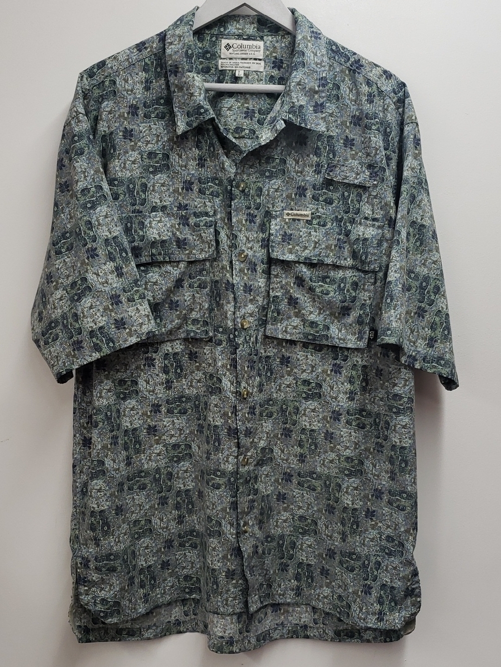 Bintage Columbia GRT Short-sleeve Button-down Shirt Men's Large Outdors